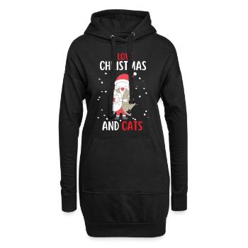 J’aime Noël et Chats Chat Noël - Sweat-shirt à capuche long Femme - noir - Devant