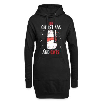J’aime Noël et Chats Chat Noël - Sweat-shirt à capuche long Femme - noir - Devant