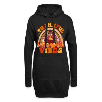 Thankful Vibes Thanksgiving Türkei Urlaub Blumen - Hoodie-Kleid - Schwarz - Vorne