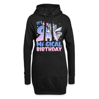 Es Ist Mein 2. Magischer Geburtstag - Hoodie-Kleid - Schwarz - Vorne