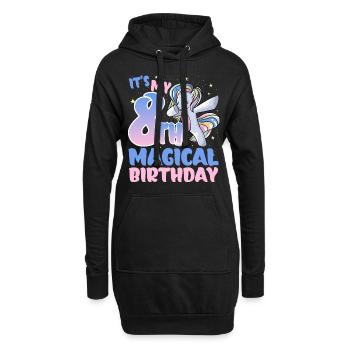 C’est mon 8ème anniversaire magique - Sweat-shirt à capuche long Femme - noir - Devant