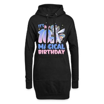 C’est mon 10e anniversaire magique - Sweat-shirt à capuche long Femme - noir - Devant
