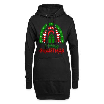 Weihnachten Regenbogen Frohe Weihnachten - Hoodie-Kleid - Schwarz - Vorne