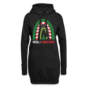Weihnachten Regenbogen Frohe Weihnachten - Hoodie-Kleid - Schwarz - Vorne