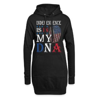 L’indépendance est dans mon ADN 4 juillet - Sweat-shirt à capuche long Femme - noir - Devant