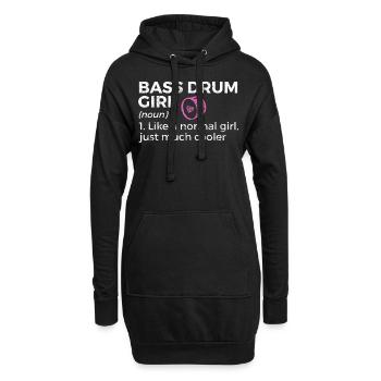 Bass Drum Musiker - Hoodie-Kleid - Schwarz - Vorne
