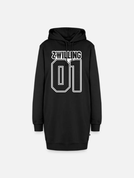 Zwillingsgeschwister Zwilling Zwillinge - Hoodie-Kleid - Schwarz
