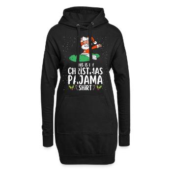 Weihnachten Pyjama Schlafanzug Schlafshirt - Hoodie-Kleid - Schwarz - Vorne