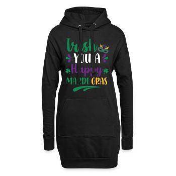 Irish You A Happy Mardi Gras Grünes Kleeblatt - Hoodie-Kleid - Schwarz - Vorne
