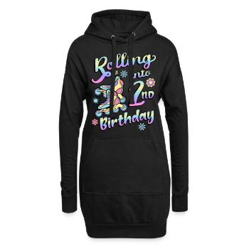 Rolling Into 2nd Birthday Roller Skater Inline - Sweat-shirt à capuche long Femme - noir - Devant