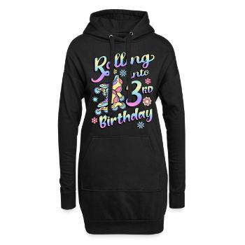 Rolling Into 3rd Birthday Roller Skater Inline - Sweat-shirt à capuche long Femme - noir - Devant