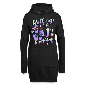 Rolling Into My 1st Birthday Quad Skater - Hoodie-Kleid - Schwarz - Vorne