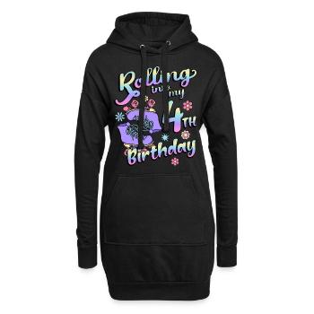 Rolling Into My 4th Birthday Quad Skater - Hoodie-Kleid - Schwarz - Vorne
