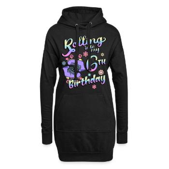 Rolling Into My 6th Birthday Quad Skater - Hoodie-Kleid - Schwarz - Vorne