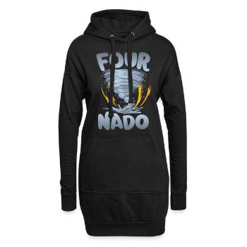 Avertissement de quatre nado 4e anniversaire | Tornade - Sweat-shirt à capuche long Femme - noir - Devant