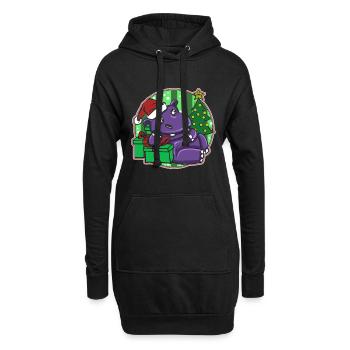 Ugly Christmas Sweater Tshirt Weihnachten Nilpferd - Hoodie-Kleid - Schwarz - Vorne