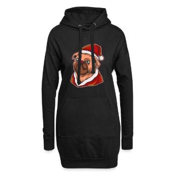 Pull de Noël moche Tshirt Carlin de Noël - Sweat-shirt à capuche long Femme - noir - Devant