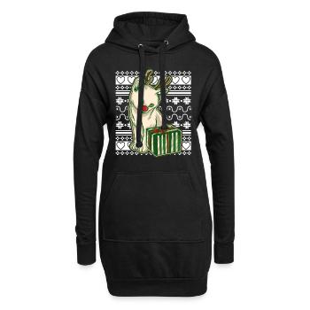 Moche pull de Noël Tshirt chat de Noël - Sweat-shirt à capuche long Femme - noir - Devant