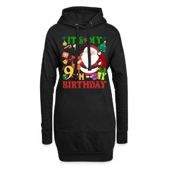 Es Ist Mein 9. Geburtstag Weihnachtsmann - Hoodie-Kleid - Schwarz - Vorne