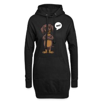 Teckel drôle Chien têtu - Sweat-shirt à capuche long Femme - noir - Devant