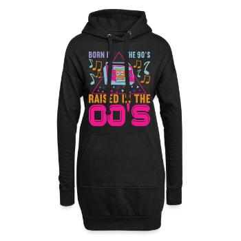 90er Jahre 90s 90er Party - Hoodie-Kleid - Schwarz - Vorne