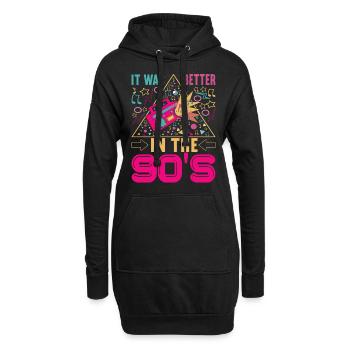 90er Jahre 90s 90er Party - Hoodie-Kleid - Schwarz - Vorne