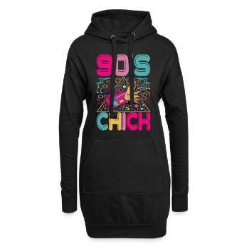90er Jahre 90s 90er Party - Hoodie-Kleid - Schwarz - Vorne
