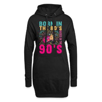 90er Jahre 90s 90er Party - Hoodie-Kleid - Schwarz - Vorne