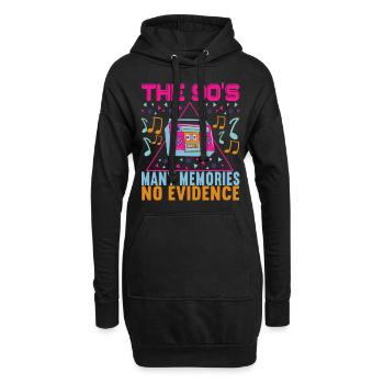 90er Jahre 90s 90er Party - Hoodie-Kleid - Schwarz - Vorne