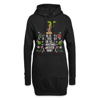 Chemise pull de Noël trop chaude pour moche - Sweat-shirt à capuche long Femme - noir - Devant
