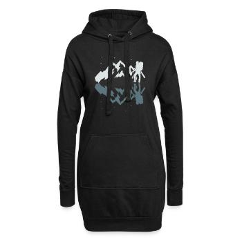 Berge Wanderung bei Nacht - Gebirge - Hoodie-Kleid - Schwarz - Vorne