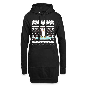 Ugly Christmas Sweater Tshirt Weihnachten Pinguin - Hoodie-Kleid - Schwarz - Vorne