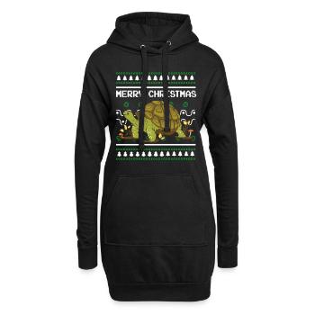 Pull de Noël moche Tortue de Noël - Sweat-shirt à capuche long Femme - noir - Devant