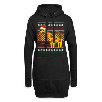 Ugly Christmas Sweater Weihnachten Giraffe - Hoodie-Kleid - Schwarz - Vorne