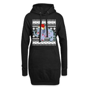 Pull de Noël moche éléphant de Noël - Sweat-shirt à capuche long Femme - noir - Devant