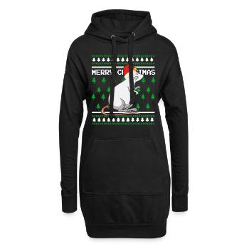 Moche pull de Noël Tshirt Souris de Noël - Sweat-shirt à capuche long Femme - noir - Devant