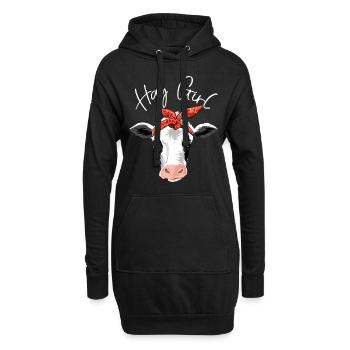 Heumädchen Bauer Lustige Rinder Kuh Farm Liebhaber Geschenk - Hoodie-Kleid - Schwarz - Vorne