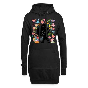 Silhouette Dabbing Girl Hippie Bouquet Spring - Sweat-shirt à capuche long Femme - noir - Devant