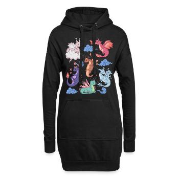 Flight of Dragons Mignon Élémentaire Mythique - Sweat-shirt à capuche long Femme - noir - Devant