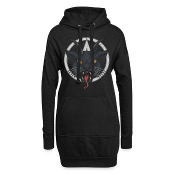 Chat à cornes démoniaque, effrayant - Sweat-shirt à capuche long Femme - noir - Devant