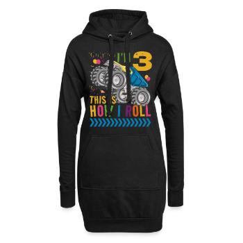I'm 3 it's how I roll | Monster Truck - Hoodie Dress - black - Front