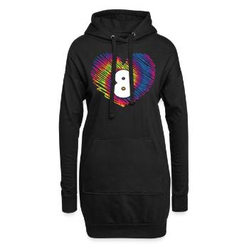 8. Geburtstag Herz Tie Dye | Tie Dye Themed - Hoodie-Kleid - Schwarz - Vorne