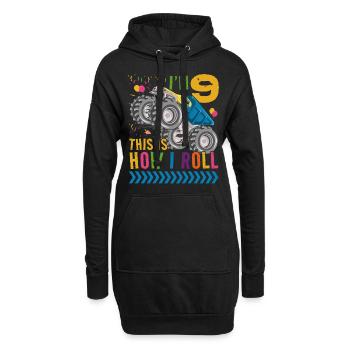 I'm 9 It's How I Roll | Monster Truck - Hoodie Dress - black - Front