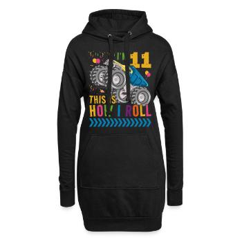 I'm 11 It's How I Roll | Monster Truck - Hoodie Dress - black - Front