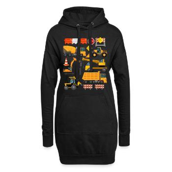 Construction Loader Tractor Dumptuck Construction Site | Engineer - Hoodie Dress - black - Front