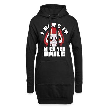 Ich Hasse Es, Wenn Du Lächelst | - Hoodie-Kleid - Schwarz - Vorne