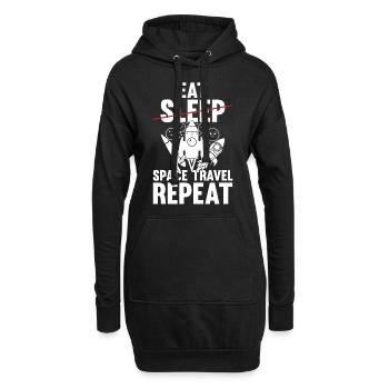 Space Rocket Ship Planets - Eat Sleep Space Travel - Hoodie-Kleid - Schwarz - Vorne