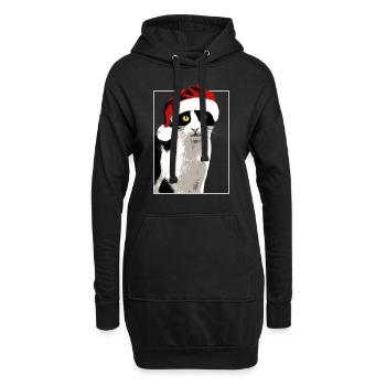 Christmas Katze Weihnachten Xmas weihnachtsmütze - Hoodie-Kleid - Schwarz - Vorne