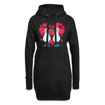 Saint-Valentin Coeur à pieds bleus - Sweat-shirt à capuche long Femme - noir - Devant