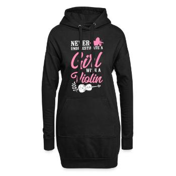 Violoniste Violoniste Fille Jamais - Sweat-shirt à capuche long Femme - noir - Devant